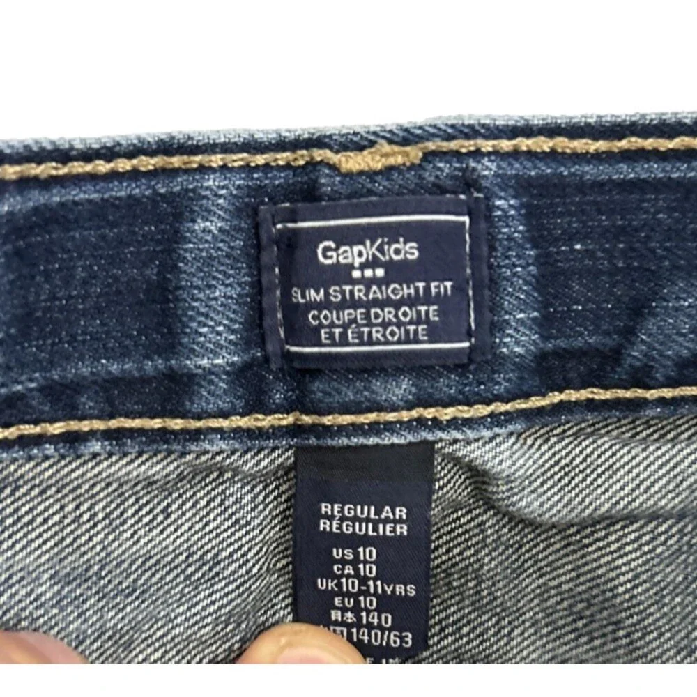 🔥Gap Slim Straight Fit Boys‎ Jeans Sz 10 dark wash blue VGC